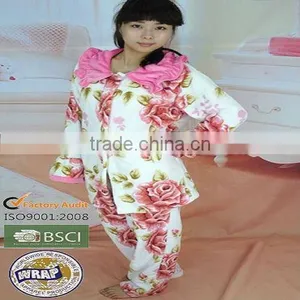 Women's 100% Polyester Printed Coral Fleece Bathrobe thumbnail-1