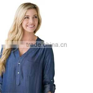 Fashion Denim Tops Women Dress With Pure Color Long Sleeve Cowboy Dress for Women 2017 thumbnail-5