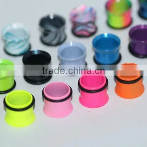2017 New Style Painting Body Jewelry Ear Gauges Single Flare With O Rings Ear Tunnel thumbnail-1