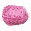 Square Storage Basket in Pink, Made of Plastic Rattan, Used for Packing and Storage thumbnail-1