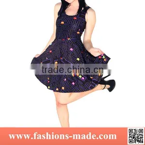 2017 3D Digital Printed Floral Eat Peas Pleated Dress for Women Wholesale thumbnail-1