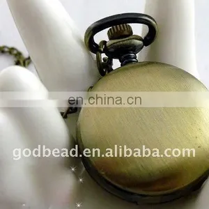 W72 Wholesale Antique Brass Bronze Pocket Watch Chain Charm Pendant Watch Necklace Nickel Free Lead Free thumbnail-1