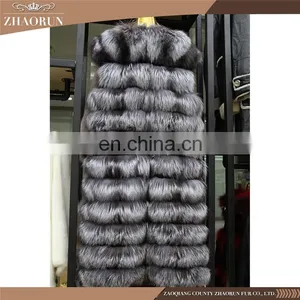 Hot Sell Delicate Fur Coat And Winter Vest /Long Silver Fox Fur Vest Fur Coat With High Quality thumbnail-2