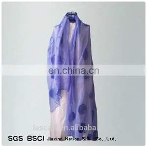 Women Blue Silk Georgette Embroidered Long Scarf thumbnail-2