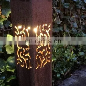Corten Steel Light Bollard Street Lamp For Villa Garden thumbnail-1