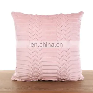 New Products Pink Velvet Wrinkle Cushion Cover/sofa Cushion Throw for Home Decor thumbnail-2