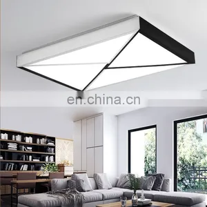 Modern Black and White Simple Atmosphere Wrought Iron Rectangular Dimming LED Living Room Ceiling Light thumbnail-1