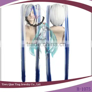 Pohwaran White and Blue Hatsune Miku Wig With Ponytail thumbnail-1