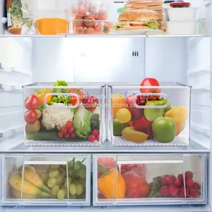 Plastic Clear Storage Bins Pantry Organizer Box Bin Containers for Organizing Kitchen Fridge, Food, Snack Pantry Cabinet, Fruit, Vegetables, Bathroom Supplies thumbnail-2