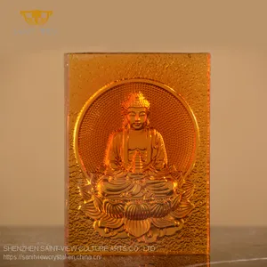Customization Liuli Crystal Glass Craft Interior Home Buddha Brick Sculpture thumbnail-2