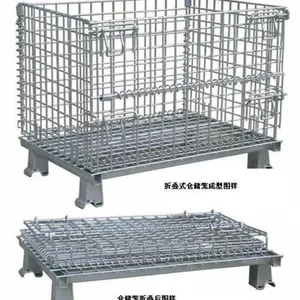 Good Quality Logistics Collapsible Stackable Folding Foldable Pallet Metal Steel Wire Mesh Container Storage Cages For Warehouse L1200*W1000* H890 thumbnail-2