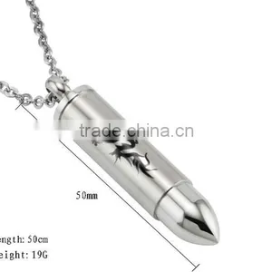 Titanium Stainless Steel Bullet Pendant Necklace Men's Design Can Open to Put Something in it thumbnail-3