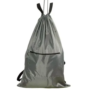 Washable Laundry Bag Backpack With Zipper Pocket, Heavy Duty Clothes Bag, 2 Strong Adjustable Shoulder Straps With Drawstring Closure for Travel, Camping or College thumbnail-2