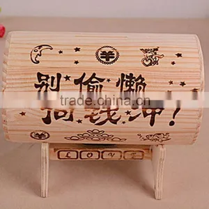 Christmas Children's Barrel Bank Wooden Coin Saving Box thumbnail-1