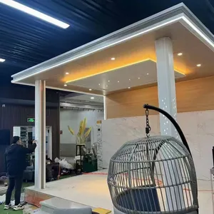 Modern Outdoor Bioclimatic Aluminum Pergola With LED Starry Sky Light, Adjustable Louvered Roof Gazebo for Patio Garden thumbnail-2