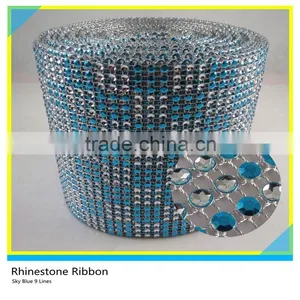 9 Lines Sapphire Rhinestone Plastic Base Material Mesh Roll Net 24 Rows thumbnail-3