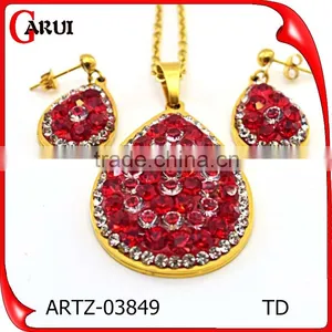 316L Stainless Steel Jewelry African Gold Plated Jewelrys Set With Colorful Crystal thumbnail-4
