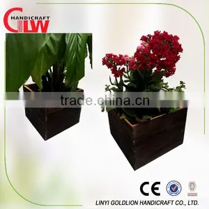 Set of 2 Flower Pots, Pots Garden, Wood Plant Pots thumbnail-1