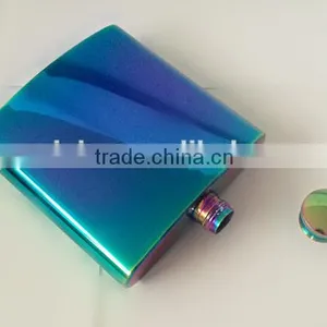 Hip Flask Stainless Steel Flasks Rainbow Iridescent Gold Flask thumbnail-6