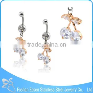 Navel Jewelry Piercing Dangling Pink Crystal Fake Belly Button Ring thumbnail-4