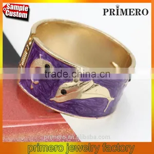 Gypsy Dolphin Gold Color Vintage Enamel Bracelet Bangle Cuff Jewelry For Woman thumbnail-1
