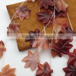 Wholesale Price Natural Mixted Color Agate Stone Leaf Gemstone Shape Carved Leaf Semi Precious Loose Gemstone Beads thumbnail-1