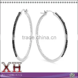 BLACK DIAMOND STERLING SILVER HOOP EARRINGS thumbnail-1