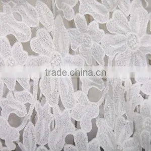 Premium Water Soluble Lace Flower Skirt The Milk Silk Lace Fabrics Small Leaves Embroidery Fabric thumbnail-3