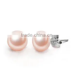 925 Sterling Silver AAA Pink Freshwater Cultured Pearl Earrings thumbnail-1