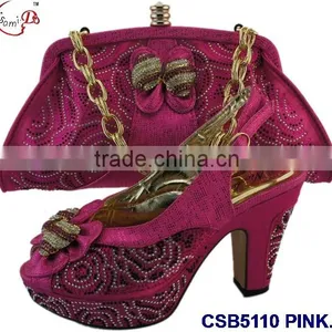 CSB5110 2016 Newest Design Woman Hot Selling Shoes With Matching Bags Crystal Cluth Factory Price Shoes Whole Sale Price thumbnail-4