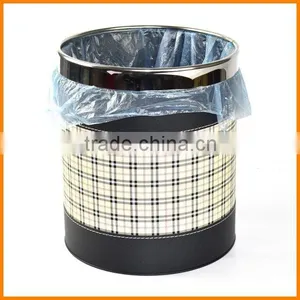 British European Leather + Metal Paint Trash Barrels Creative Trash Container Shipping Stylish Rooms Bucket thumbnail-4
