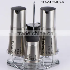 TW1039 4pcs Glass Oil Vinegar Salt Pepper Set With Metal Casing and Rack thumbnail-2