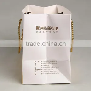 New Design Paper Hand Bag With Deep Space and Golden Handle for Health Protection Products thumbnail-3