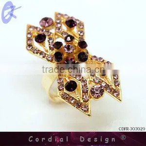 Hot Sale Wholesale Four Diamond Shape Rhinestone Ring thumbnail-1