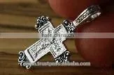 Silver Cross Mother God Pendant. Russian & Greek Orthodox Style. thumbnail-1