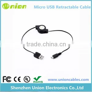 Retractable USB 2.0 to Micro 5Pin Data/Charging Cable 70cm Black White Red thumbnail-1