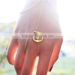 Women Girl Mutil Layers Finger Ring Hand Chain Bracelet Lucky Anchor Charms thumbnail-2