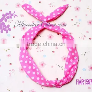 Stock Fashion Jewelry Rabbit Tiger Color Round Dot Stripe Lace Hairband For Girls thumbnail-5