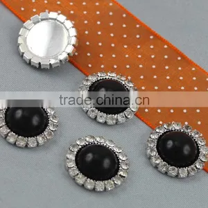 Black Solid Jet Pearl Rhinestone Button Flatback Style thumbnail-1