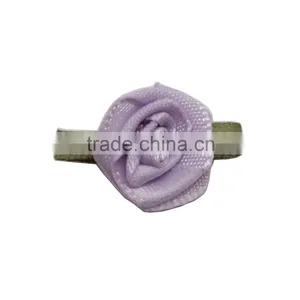 Party Decorated Purple Rose With Green Leaf Mini Ribbon Flower Small Ribbon Bow thumbnail-4