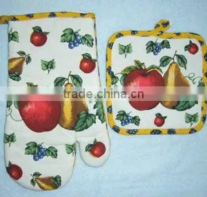 Logo Printed 100% Cotton Oven Mitt Kitchen Hand Glove Pot Holder thumbnail-4
