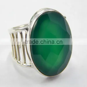 Natural Green Onyx Ring 92.5 Sterling Silver Jewellery thumbnail-3