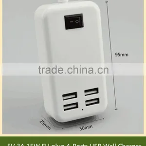 Original 5V 3A 15W EU Plug 4-Ports USB Wall Charger Adapter for IPhone 6 Desktop Charger Adapter With 1.5m Cable Line White thumbnail-2