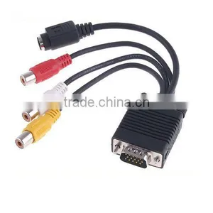 PC Computer VGA to TV S-Video RCA AV 3 Adapter Cable thumbnail-1