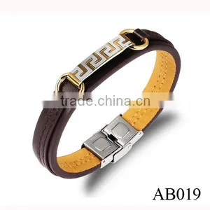 New Products 2016 Stainless Steel Custom Bracelet With PU Leather Manufacturer thumbnail-3