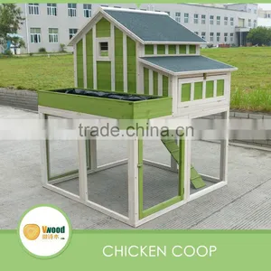 Wooden Green Chicken Coop With Flower Planter thumbnail-1