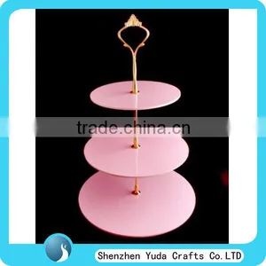 Customize Pink Wedding Cake Plates, Acrylic Cupcake Stands, Wholesale Cake Stands 3 Tier thumbnail-1