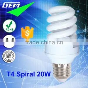 T2/T4 B22/E27 6400K Daylight Full Spiral 20W Energy Saving Lamp With 60LM/W thumbnail-1