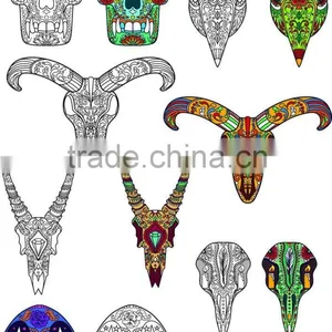 Full Colors and Black Animal Heads Temporary Skulls Tattoo for Man Arm thumbnail-3