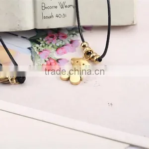 Fashionable Most Popular Simple Black Long Rope Friendship Necklace With Bear Pendant thumbnail-2